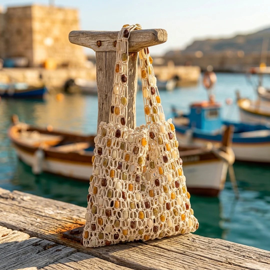 Calla Beaded Net Tote - Image 4