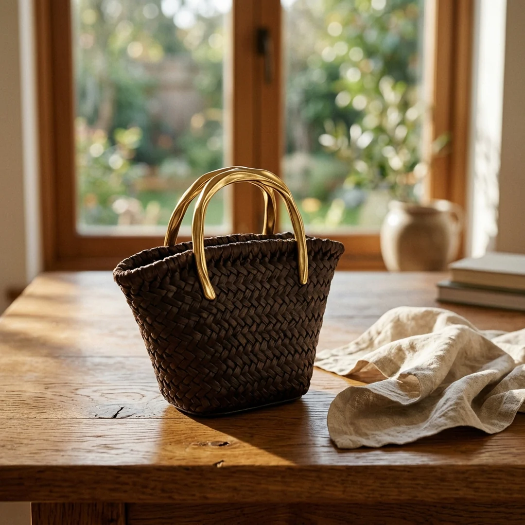 Cora Woven Straw Chain Bag - Image 4