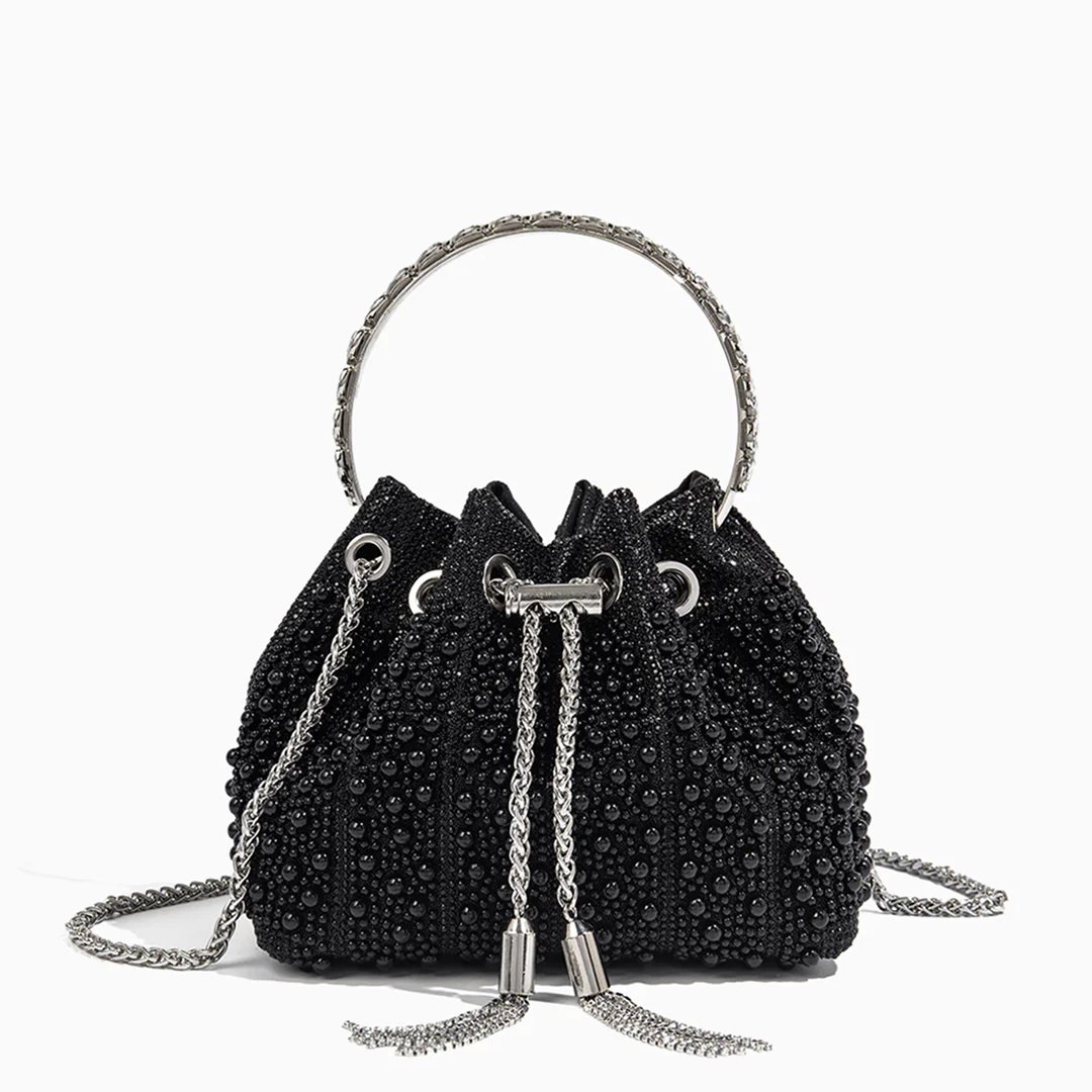 Noir Crystal Bucket Bag - Image 12