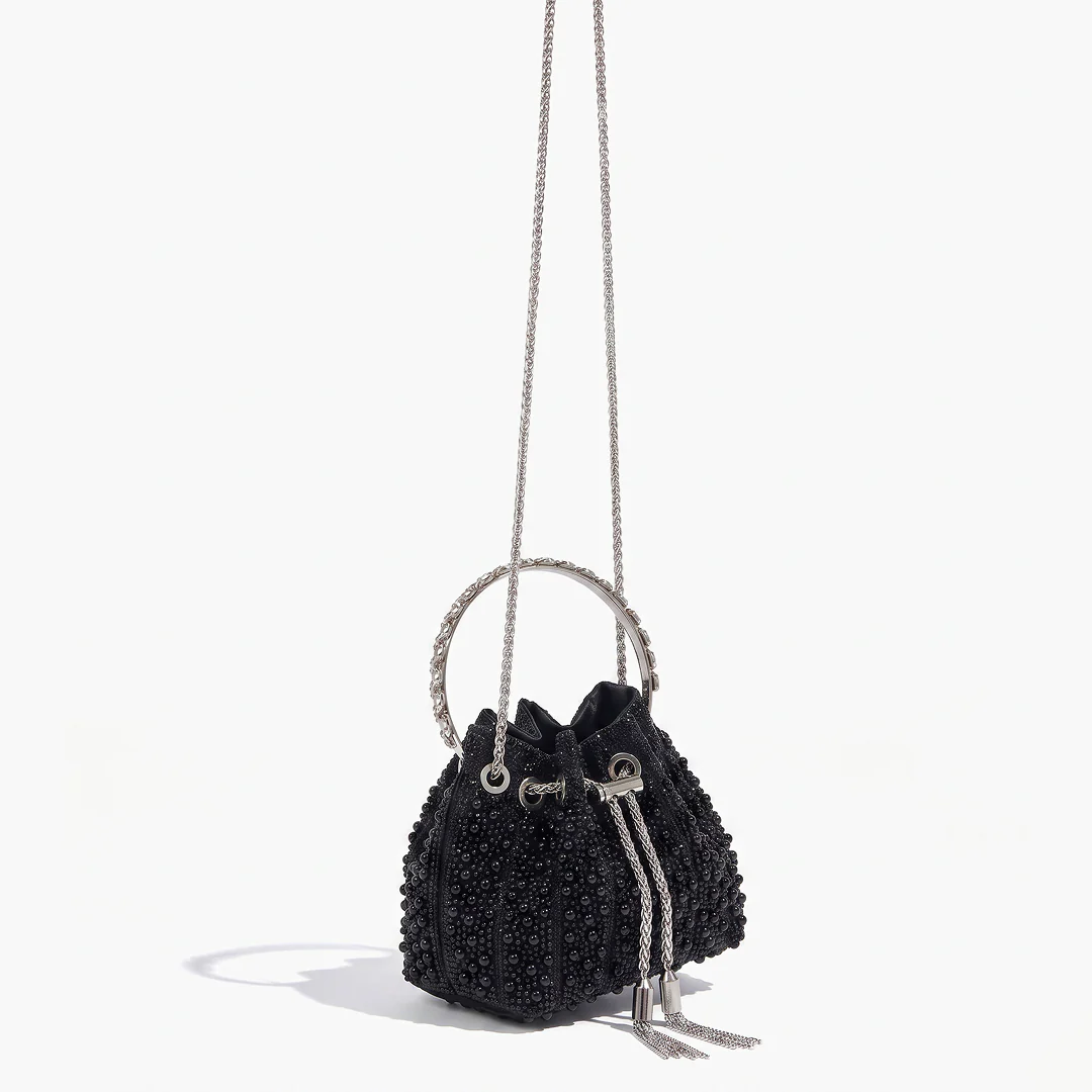 Noir Crystal Bucket Bag - Image 16