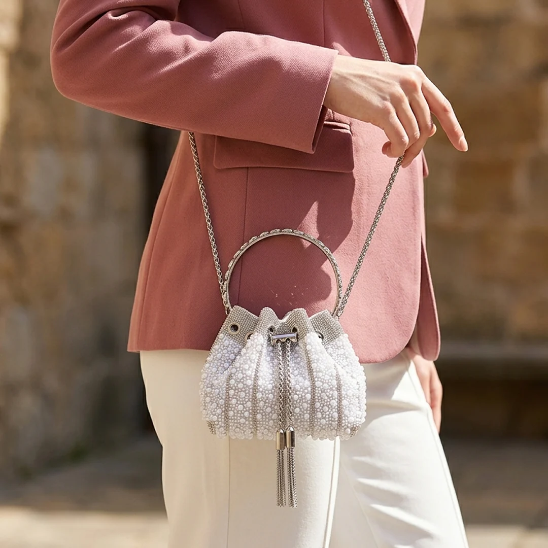 Noir Crystal Bucket Bag - Image 3
