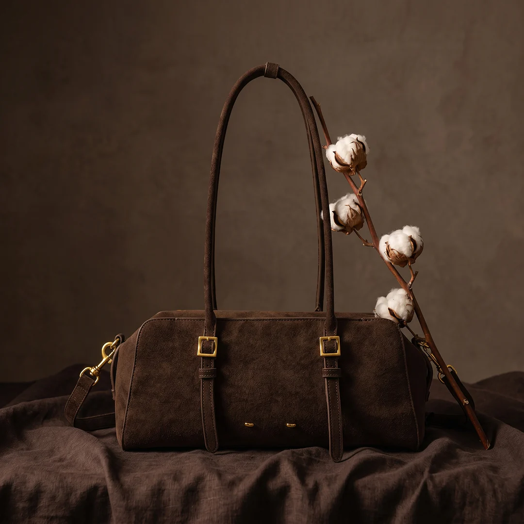 Rosette Suede Boston Bag - Image 4
