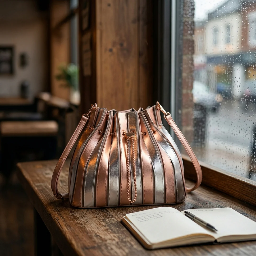 Stella Pleated Drawstring Bucket Bag - Image 19