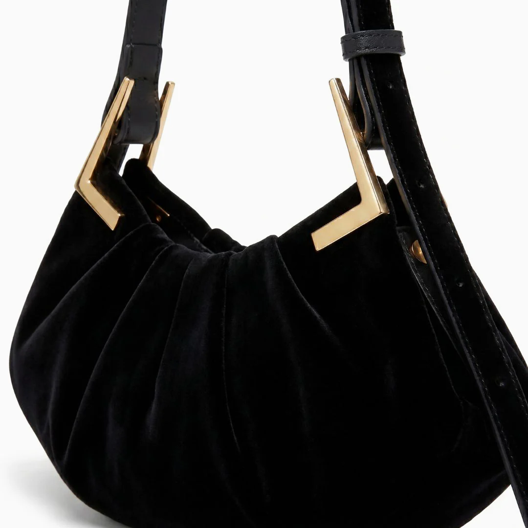 Talia Pleated Suede Handbag - Image 2