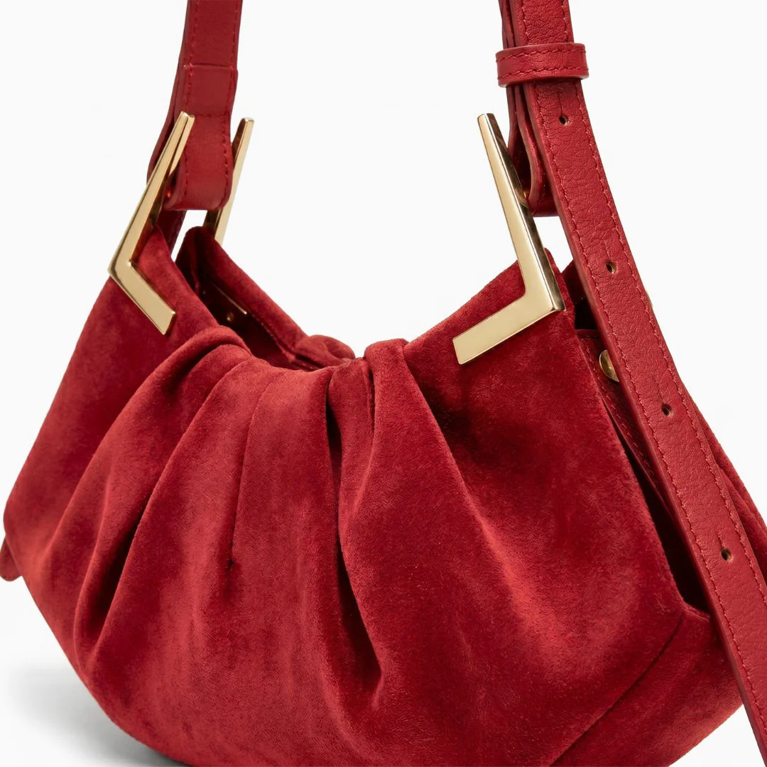 Talia Pleated Suede Handbag - Image 7